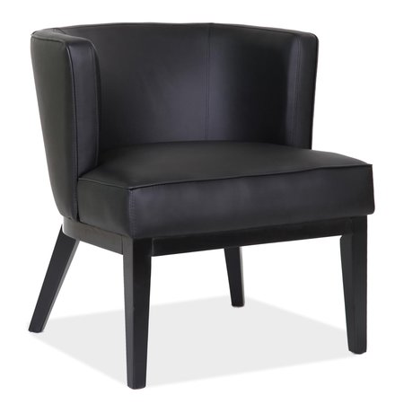 OFFICESOURCE Bowery Collection Barrel Back Arm Chair with Black Wood Legs 5209VBK